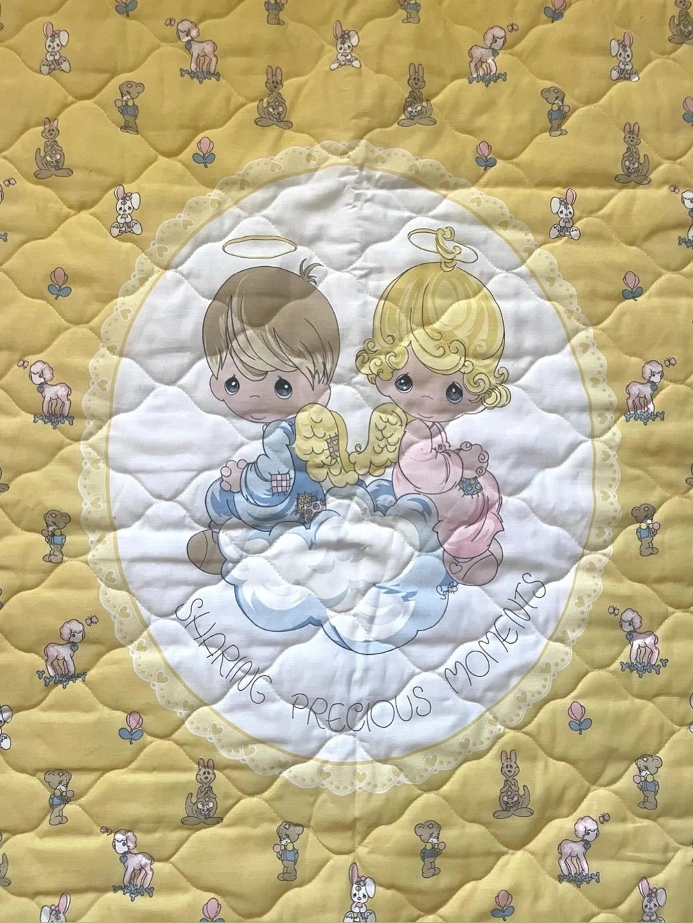 Vintage Precious Moments Quilted Wall Hanging Decor Signed Dated Unisex 36x46